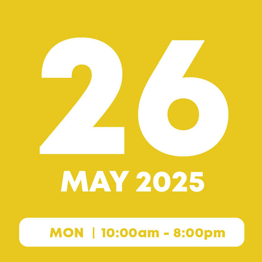 26 May |  Main Pass (1hr) + Add-On Pass (Free)