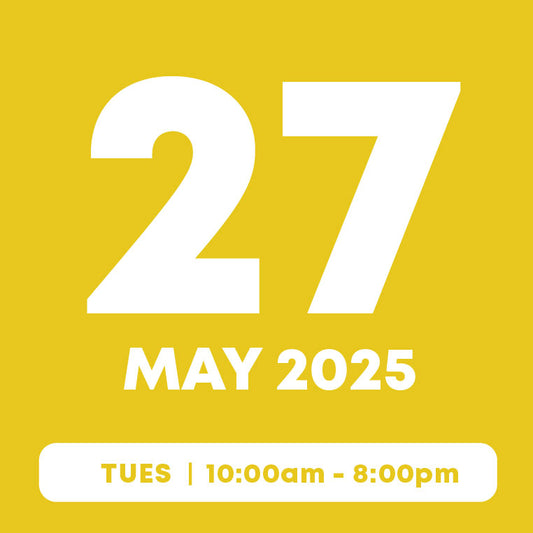 27 May |  Main Pass (1hr) + Add-On Pass (Free)