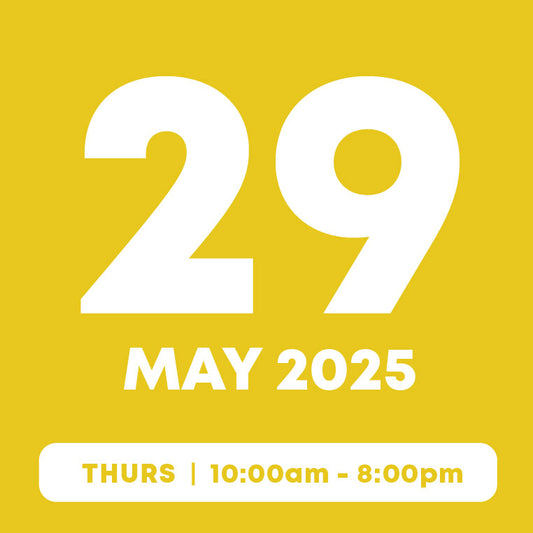 29 May |  Main Pass (1hr) + Add-On Pass (Free)